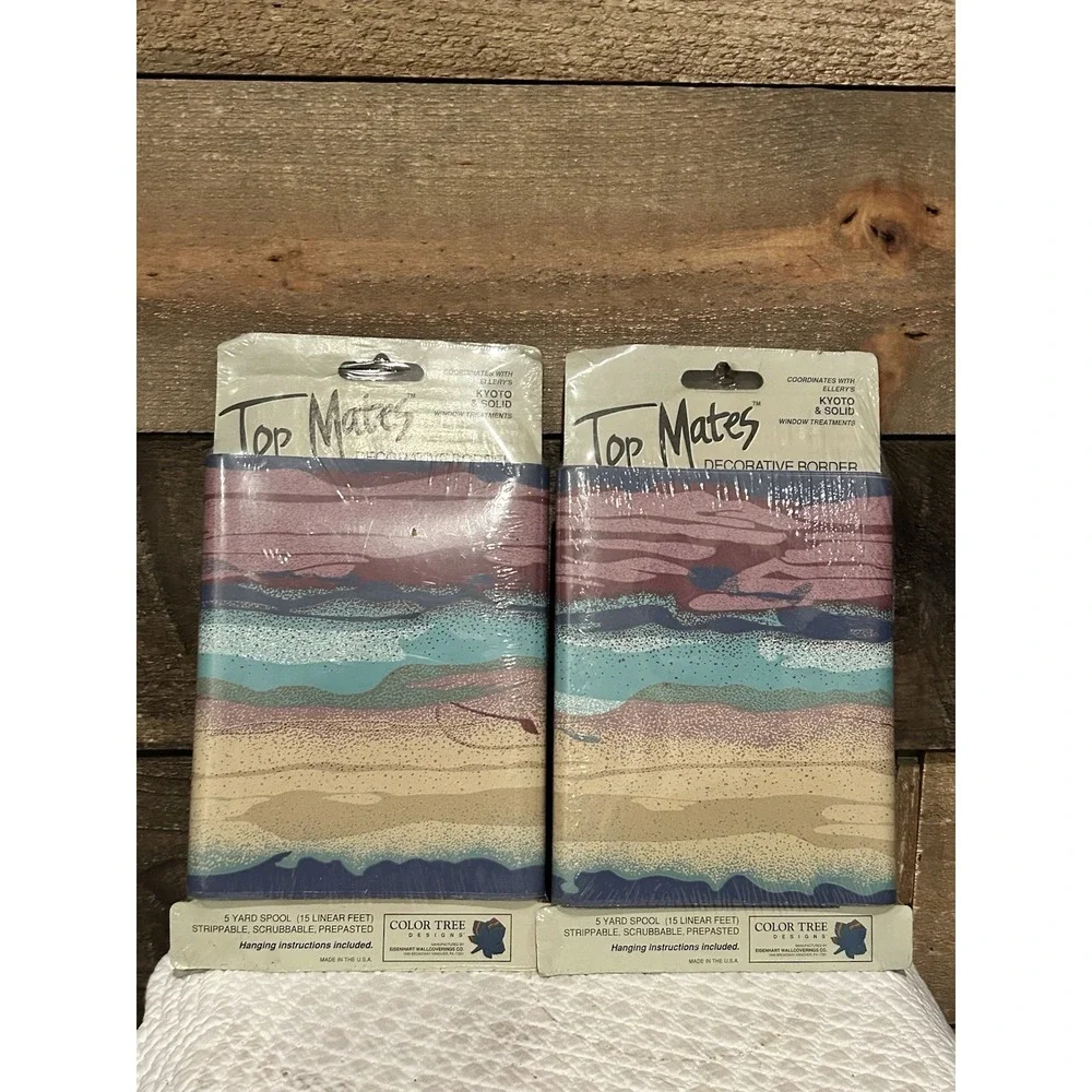 (2) Vintage Top Mates Decorative Border Prepasted Wall Paper Decor Flower